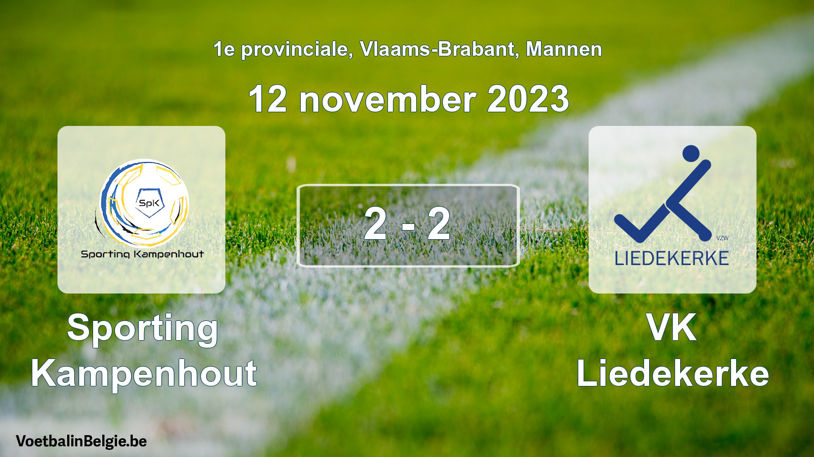 Gespeelde wedstrijd mannenvoetbal: Sporting Kampenhout - VK Liedekerke 2 - 2 (12 november 2023)