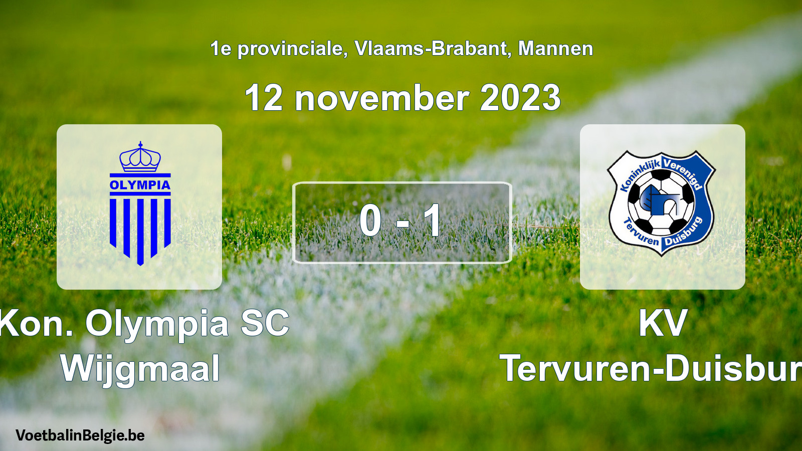 Gespeelde wedstrijd mannenvoetbal: Kon. Olympia SC Wijgmaal - KV Tervuren-Duisburg 0 - 1 (12 november 2023)
