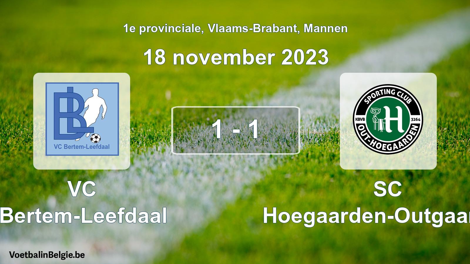 Gespeelde wedstrijd mannenvoetbal: VC Bertem-Leefdaal - SC Hoegaarden-Outgaarden 1 - 1 (18 november 2023)