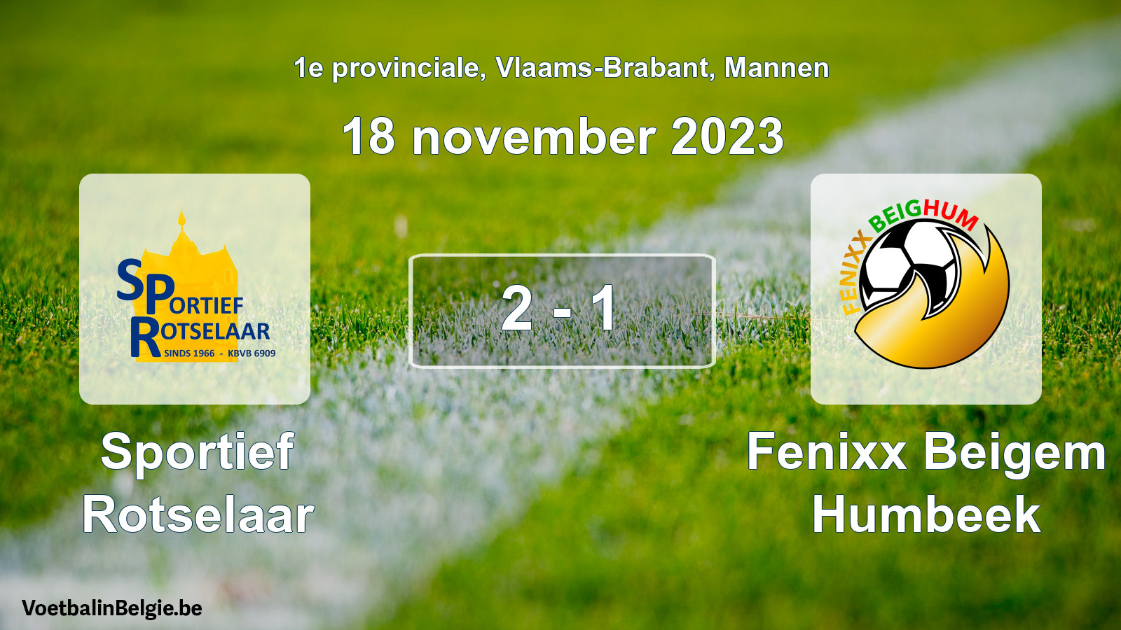 Gespeelde wedstrijd mannenvoetbal: Sportief Rotselaar - Fenixx Beigem Humbeek 2 - 1 (18 november 2023)
