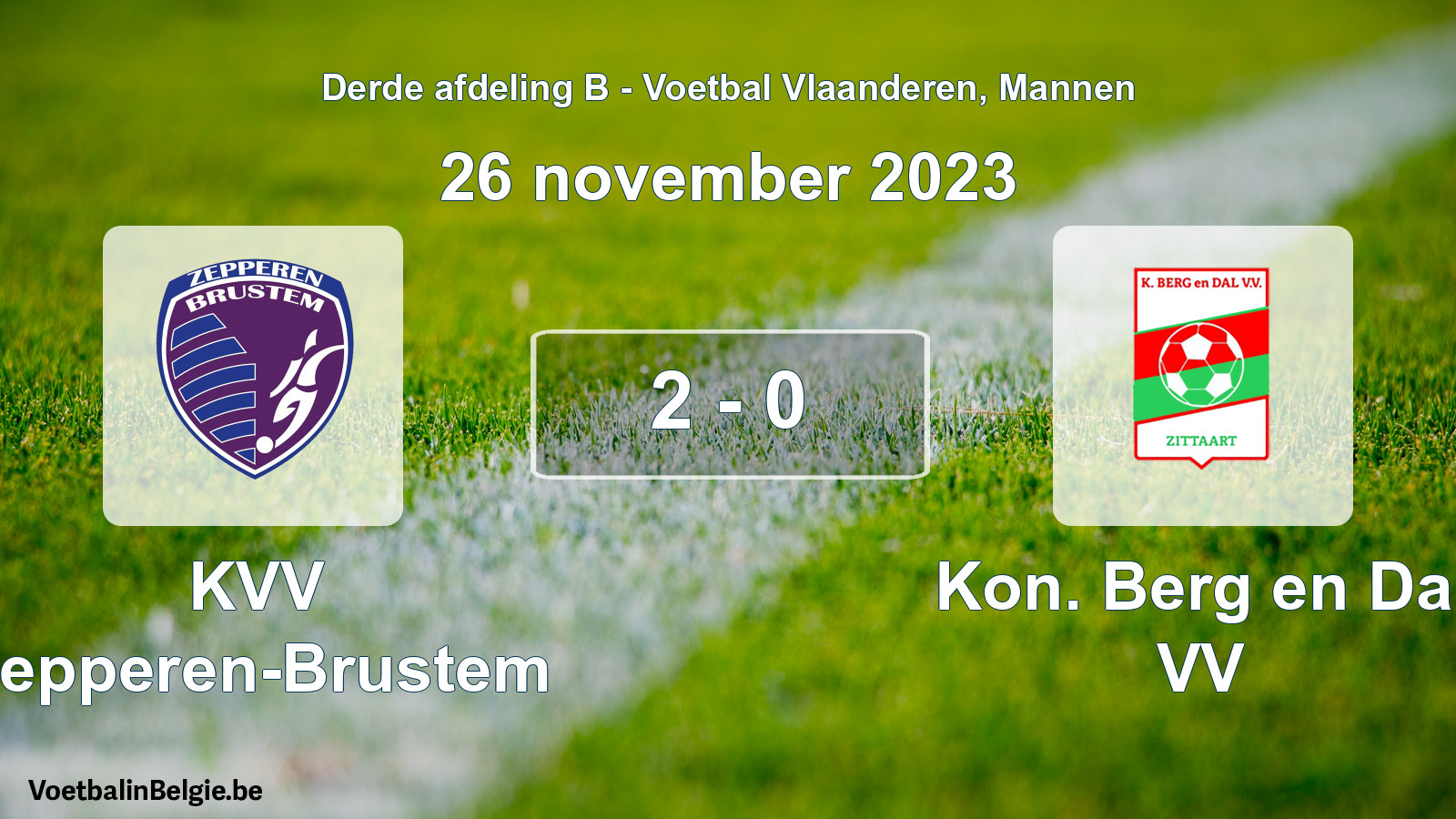 Played match men football: KVV Zepperen-Brustem - Kon. Berg en Dal VV 2 - 0 (26 November 2023)