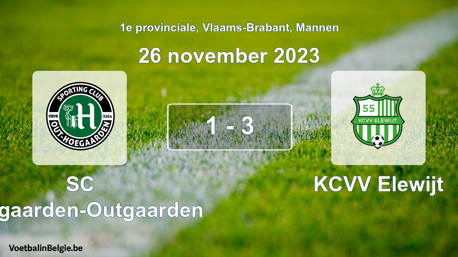 Gespeelde wedstrijd mannenvoetbal: SC Hoegaarden-Outgaarden - KCVV Elewijt 1 - 3 (26 november 2023)