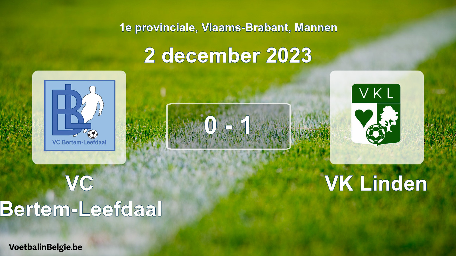 Gespeelde wedstrijd mannenvoetbal: VC Bertem-Leefdaal - VK Linden 0 - 1 (2 december 2023)