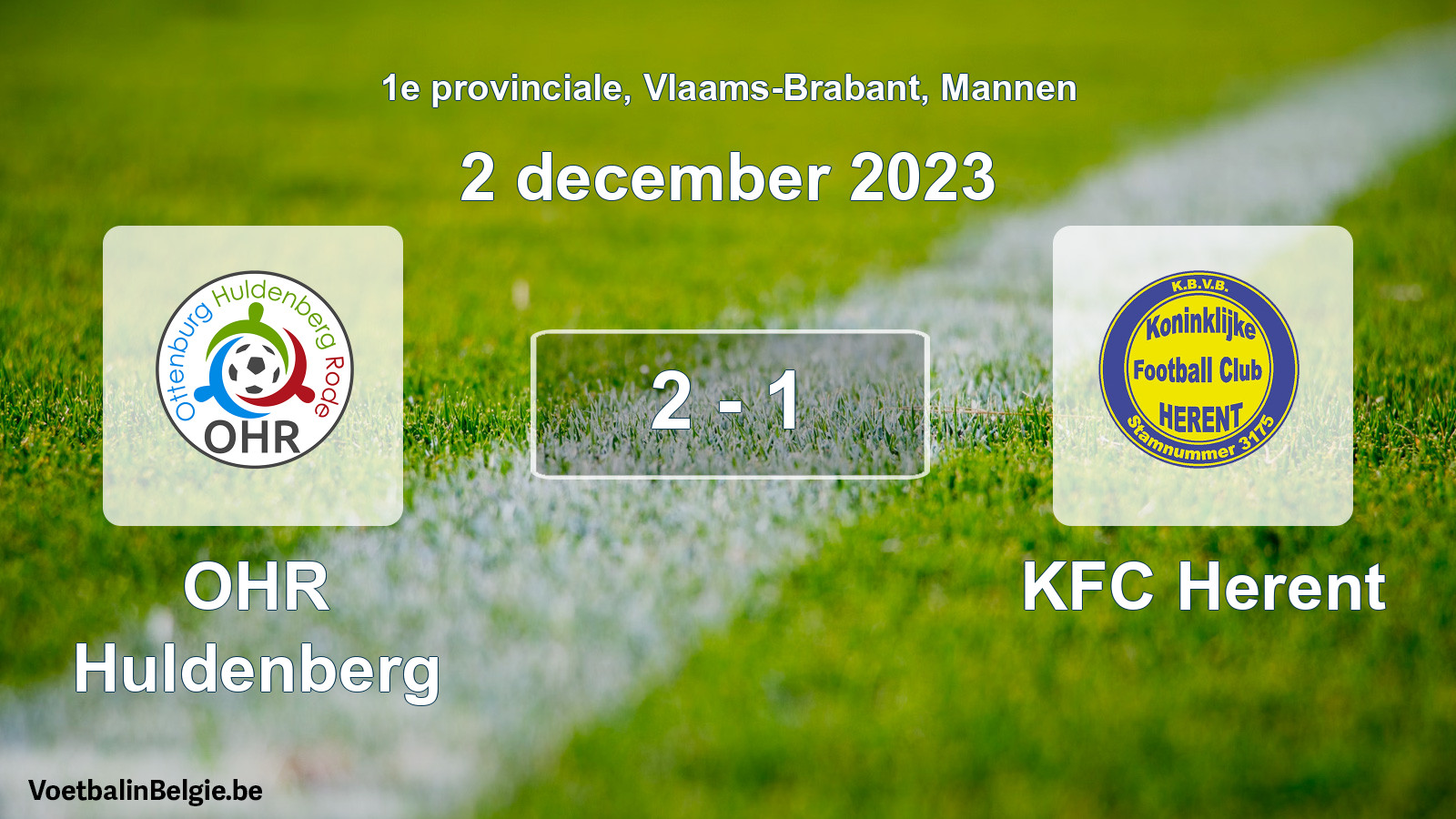 Gespeelde wedstrijd mannenvoetbal: OHR Huldenberg - KFC Herent 2 - 1 (2 december 2023)