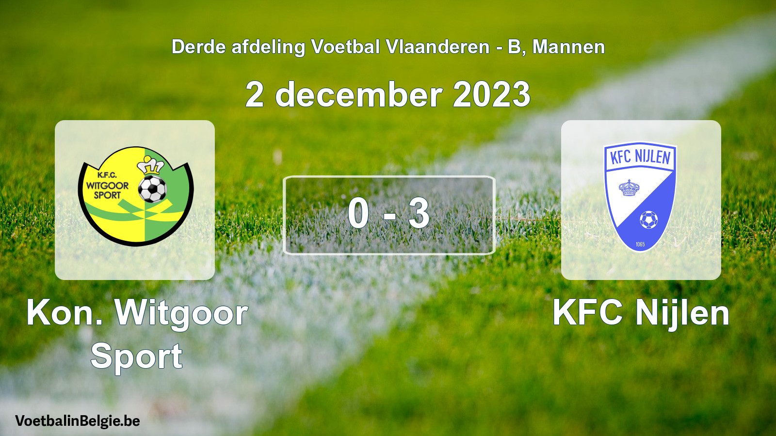 Gespeelde wedstrijd mannenvoetbal: Kon. Witgoor Sport - KFC Nijlen 0 - 3 (2 december 2023)