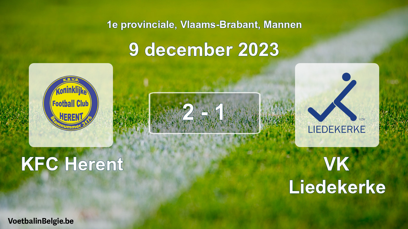 Gespeelde wedstrijd mannenvoetbal: KFC Herent - VK Liedekerke 2 - 1 (9 december 2023)
