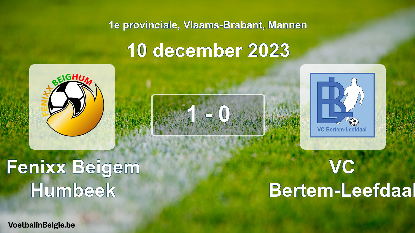 Gespeelde wedstrijd mannenvoetbal: Fenixx Beigem Humbeek - VC Bertem-Leefdaal 1 - 0 (10 december 2023)