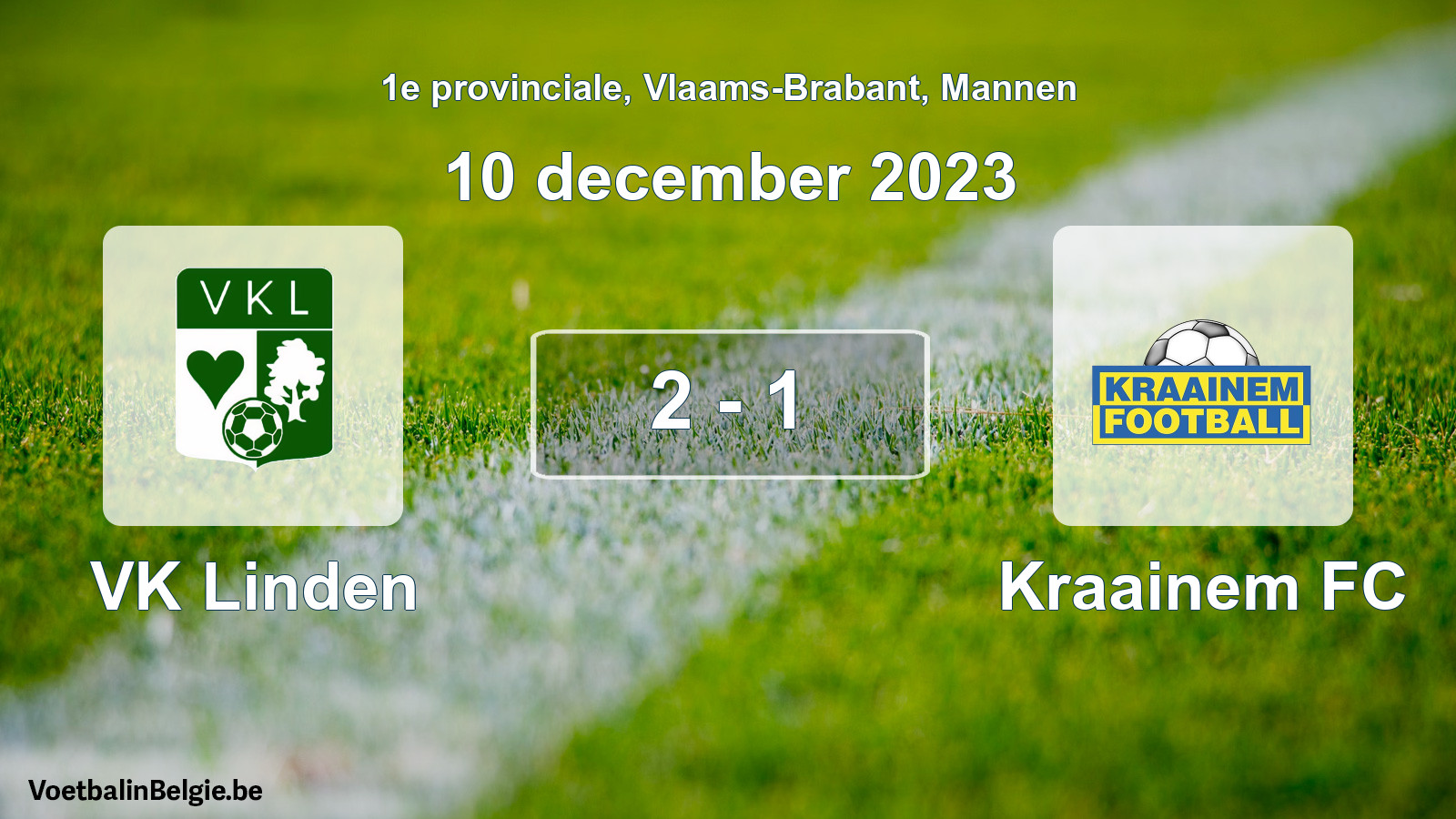 Gespeelde wedstrijd mannenvoetbal: VK Linden - Kraainem FC 2 - 1 (10 december 2023)