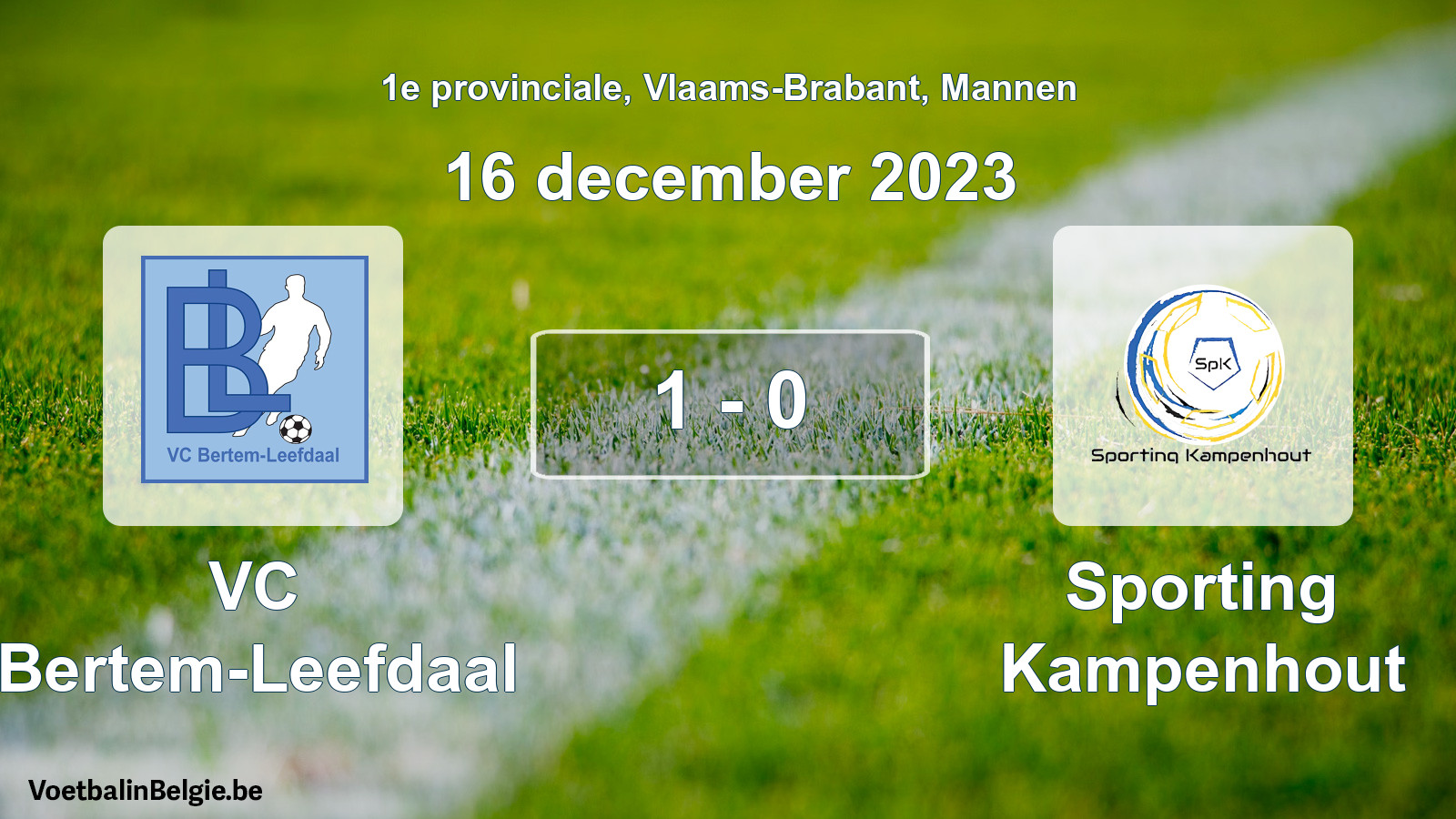 Gespeelde wedstrijd mannenvoetbal: VC Bertem-Leefdaal - Sporting Kampenhout 1 - 0 (16 december 2023)