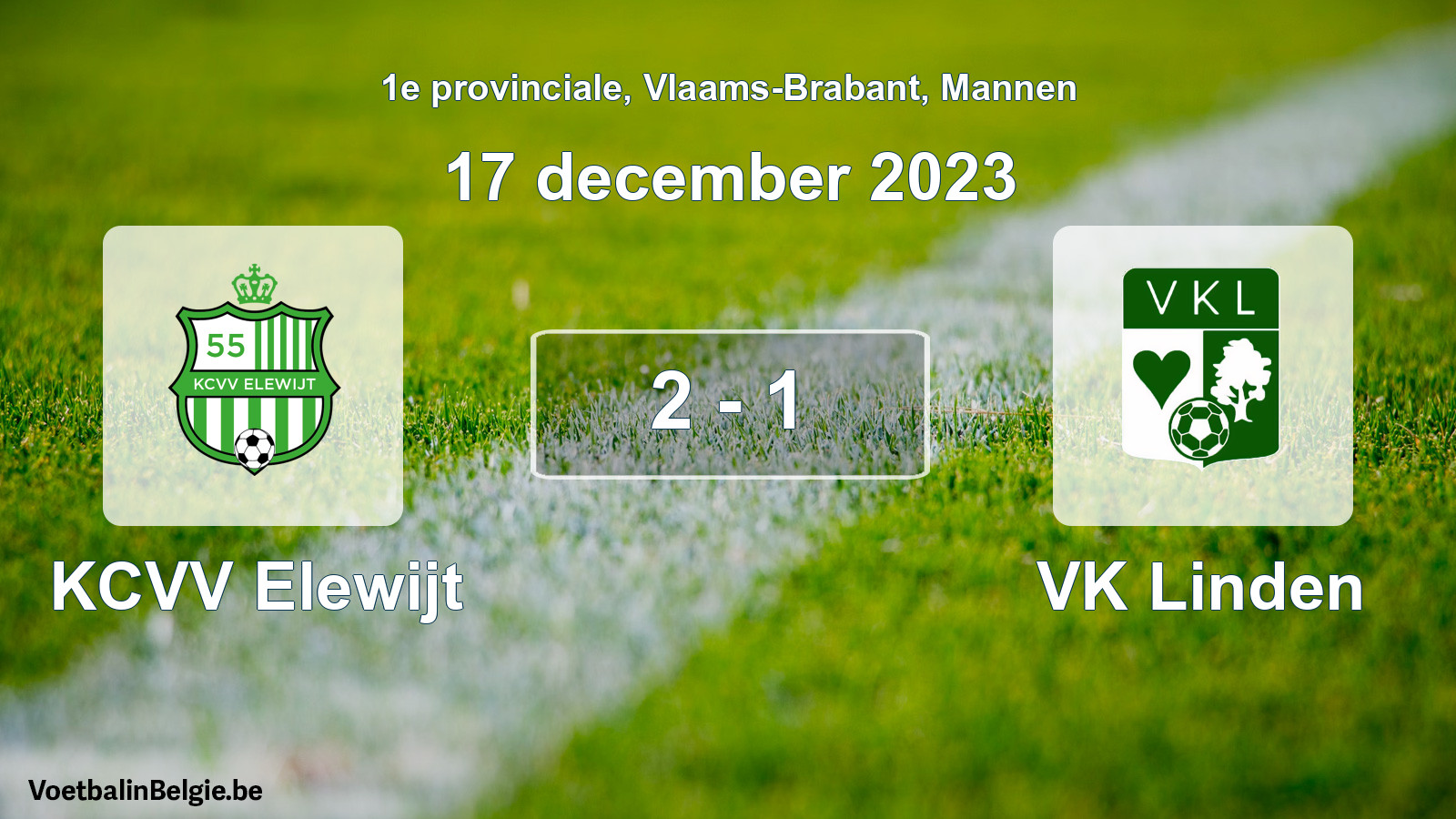 Gespeelde wedstrijd mannenvoetbal: KCVV Elewijt - VK Linden 2 - 1 (17 december 2023)