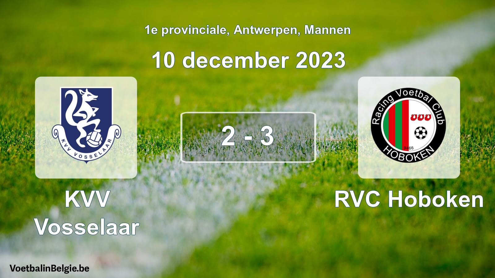Gespeelde wedstrijd mannenvoetbal: KVV Vosselaar - RVC Hoboken 2 - 3 (10 december 2023)