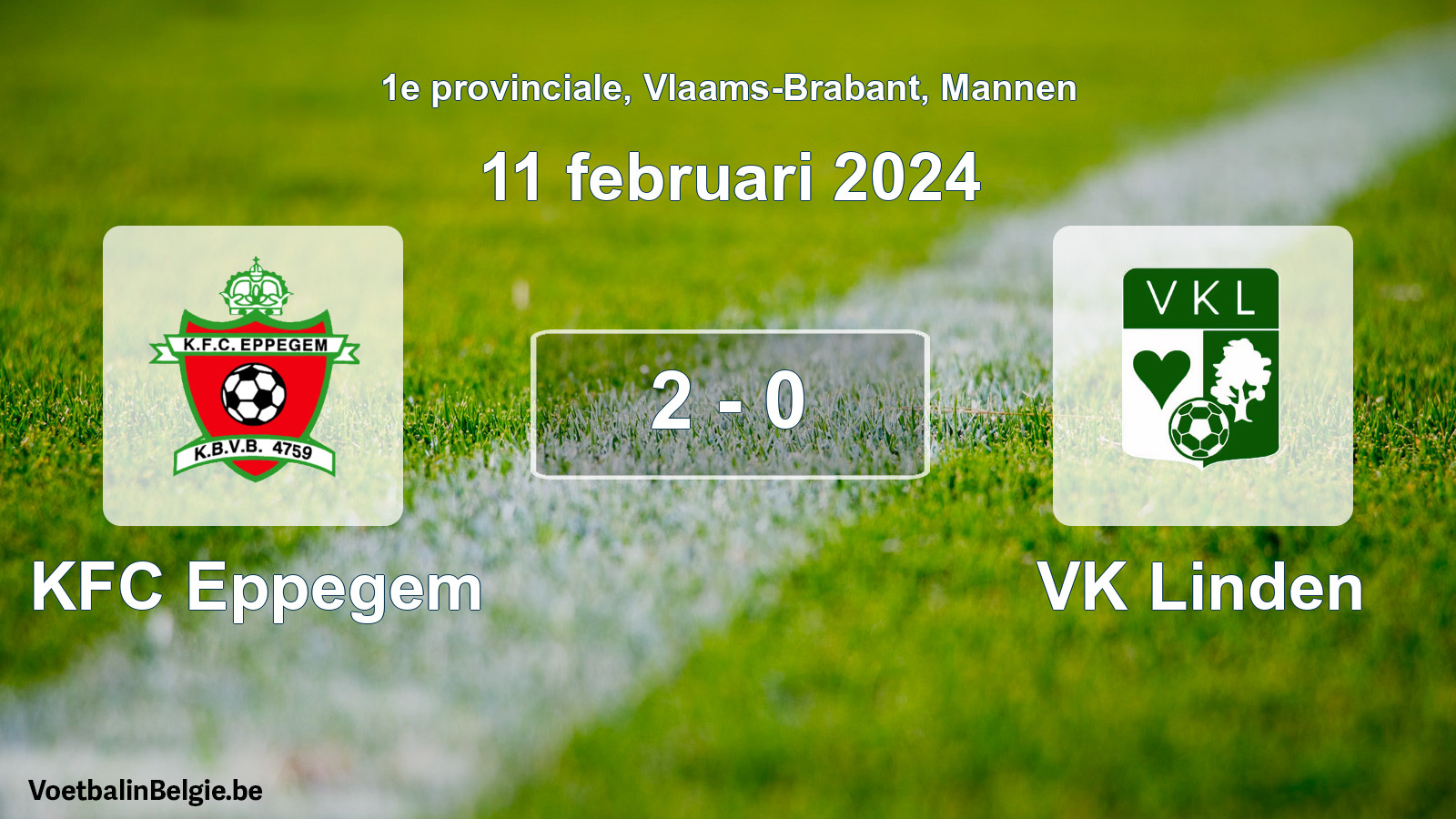 Gespeelde wedstrijd mannenvoetbal: KFC Eppegem - VK Linden 2 - 0 (11 februari 2024)