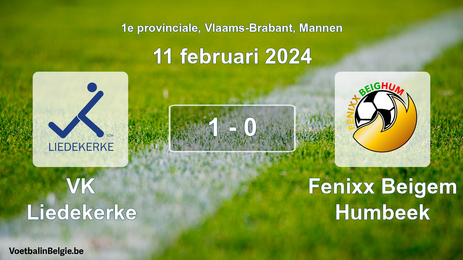 Gespeelde wedstrijd mannenvoetbal: VK Liedekerke - Fenixx Beigem Humbeek 1 - 0 (11 februari 2024)