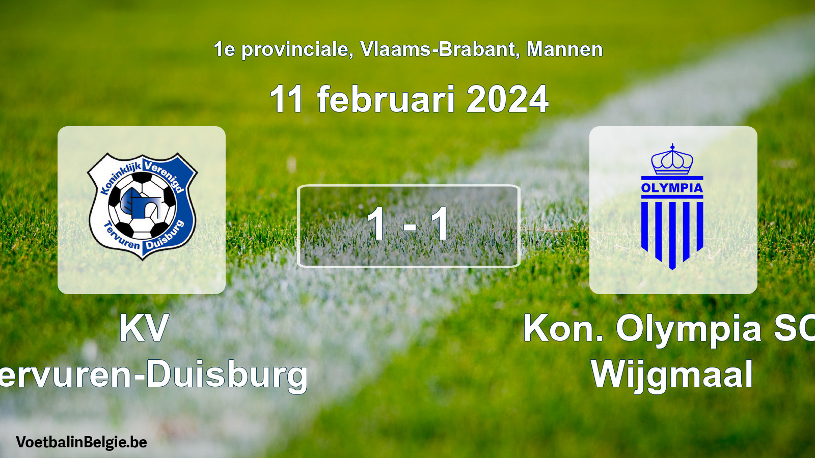 Gespieltes Spiel männer-Fußball: KV Tervuren-Duisburg - Kon. Olympia SC Wijgmaal 1 - 1 (11 Februar 2024)