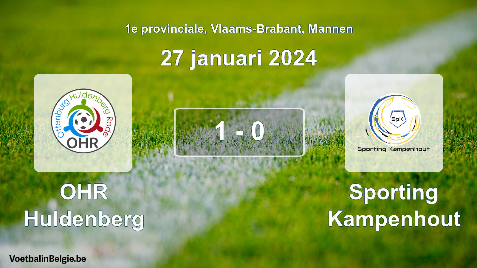 Gespeelde wedstrijd mannenvoetbal: OHR Huldenberg - Sporting Kampenhout 1 - 0 (27 januari 2024)