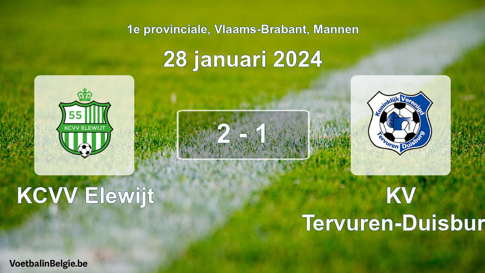 Gespeelde wedstrijd mannenvoetbal: KCVV Elewijt - KV Tervuren-Duisburg 2 - 1 (28 januari 2024)