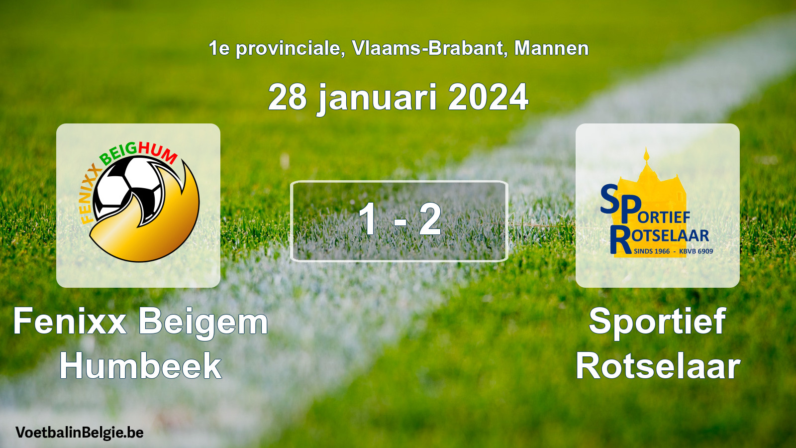 Gespeelde wedstrijd mannenvoetbal: Fenixx Beigem Humbeek - Sportief Rotselaar 1 - 2 (28 januari 2024)