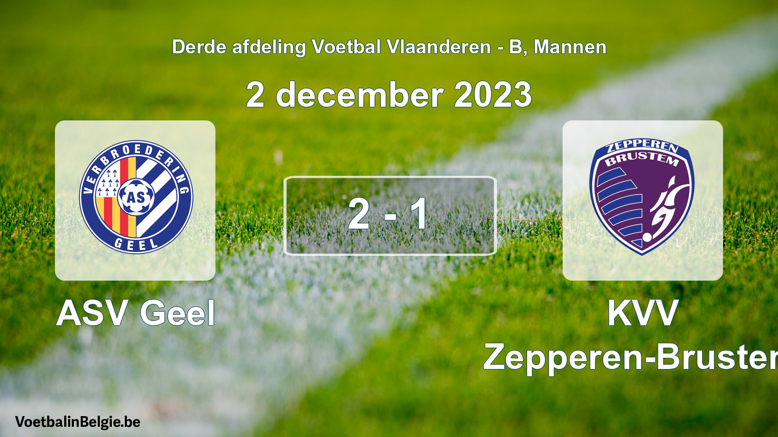 Gespeelde wedstrijd mannenvoetbal: ASV Geel - KVV Zepperen-Brustem 2 - 1 (2 december 2023)