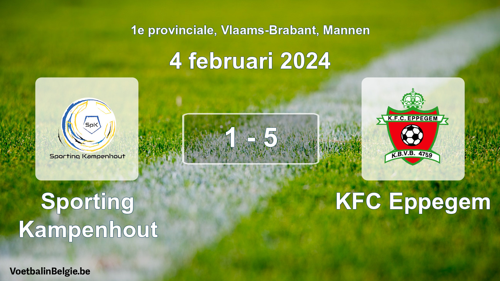 Gespeelde wedstrijd mannenvoetbal: Sporting Kampenhout - KFC Eppegem 1 - 5 (4 februari 2024)