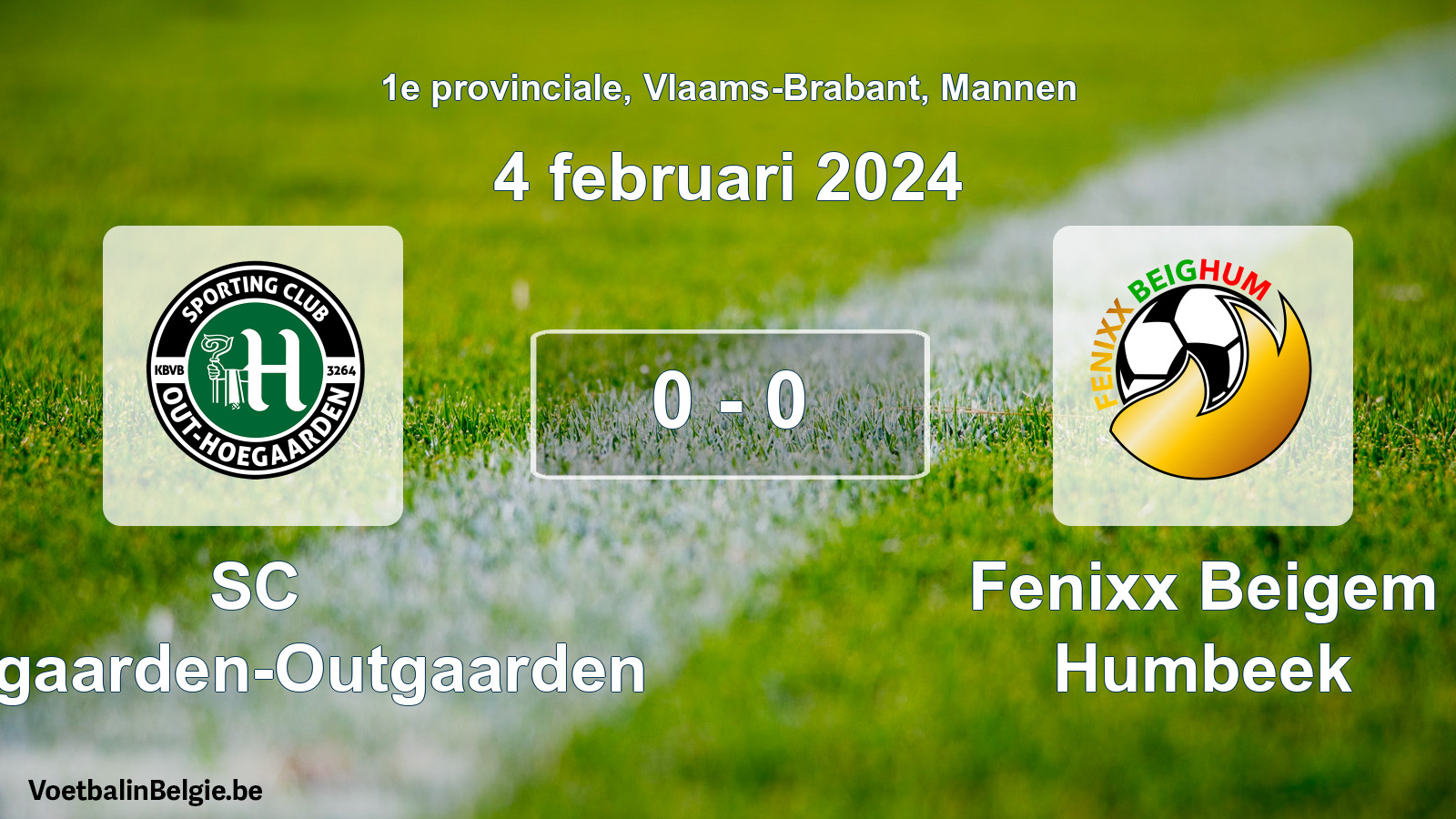 Gespeelde wedstrijd mannenvoetbal: SC Hoegaarden-Outgaarden - Fenixx Beigem Humbeek 0 - 0 (4 februari 2024)