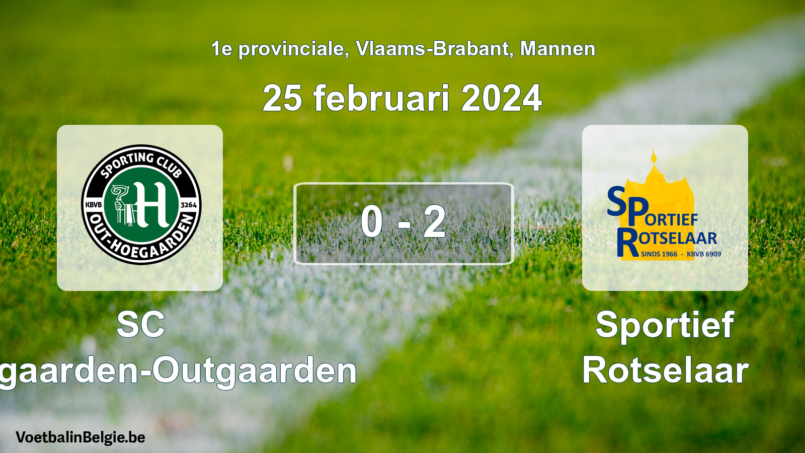 Gespeelde wedstrijd mannenvoetbal: SC Hoegaarden-Outgaarden - Sportief Rotselaar 0 - 2 (25 februari 2024)