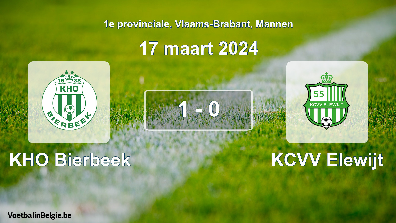 Gespeelde wedstrijd mannenvoetbal: KHO Bierbeek - KCVV Elewijt 1 - 0 (17 maart 2024)