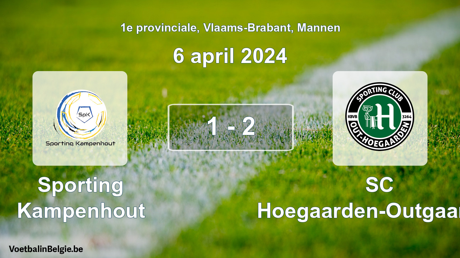 Gespeelde wedstrijd mannenvoetbal: Sporting Kampenhout - SC Hoegaarden-Outgaarden 1 - 2 (6 april 2024)