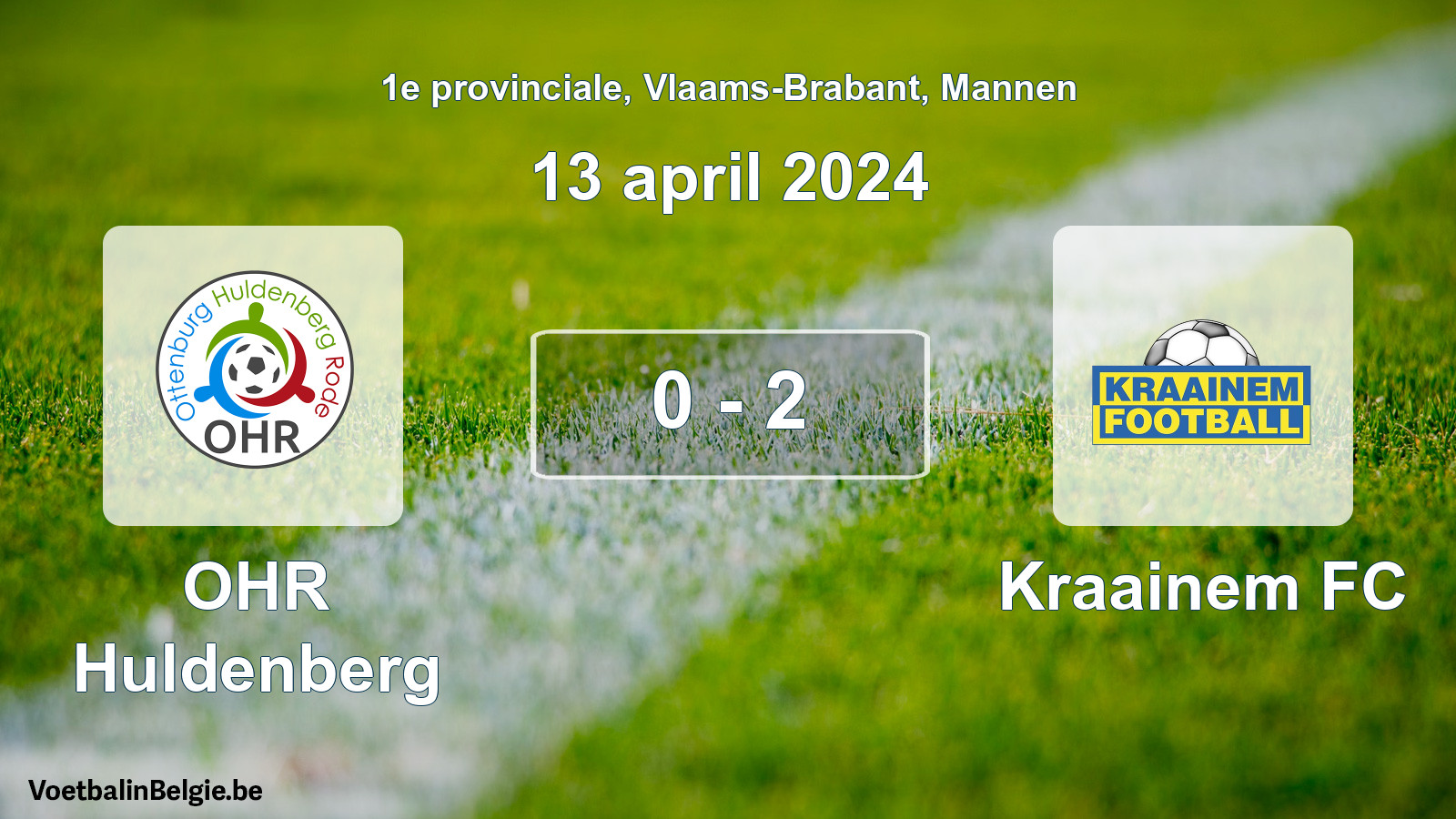 Gespeelde wedstrijd mannenvoetbal: OHR Huldenberg - Kraainem FC 0 - 2 (13 april 2024)
