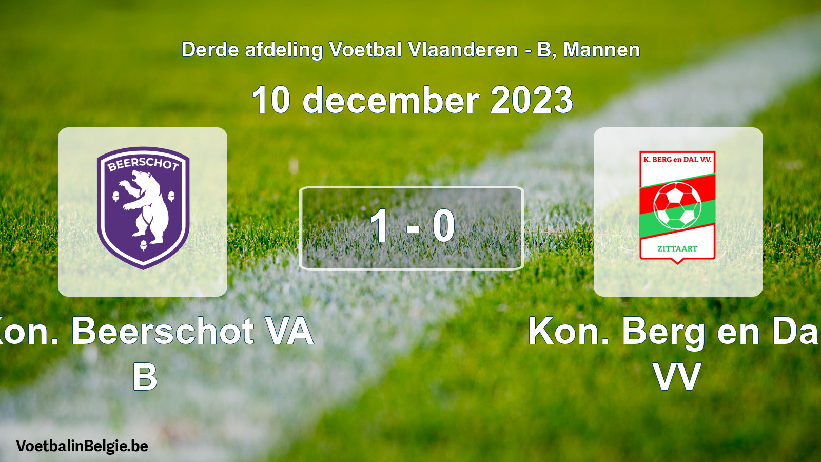 Gespeelde wedstrijd mannenvoetbal: Kon. Beerschot VA B - Kon. Berg en Dal VV 1 - 0 (10 december 2023)
