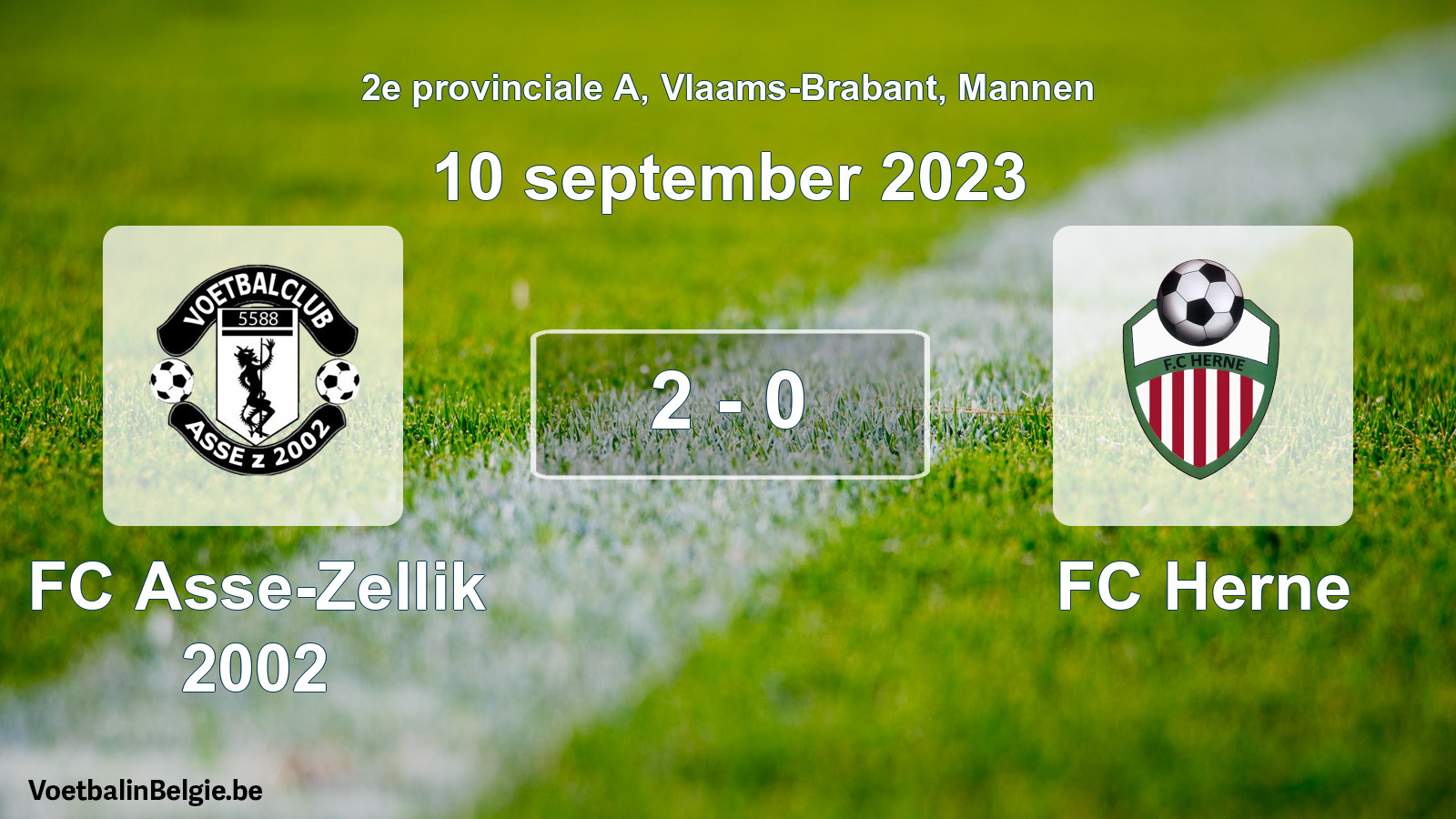 Gespeelde wedstrijd mannenvoetbal: FC Asse-Zellik 2002 - FC Herne 2 - 0 (10 september 2023)