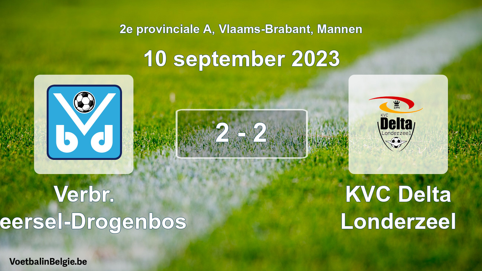 Gespeelde wedstrijd mannenvoetbal: Verbr. Beersel-Drogenbos - KVC Delta Londerzeel 2 - 2 (10 september 2023)