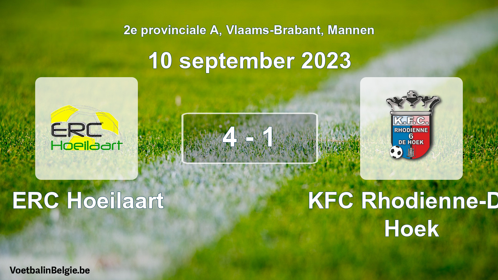 Played match men football: ERC Hoeilaart - KFC Rhodienne-De Hoek 4 - 1 (10 September 2023)