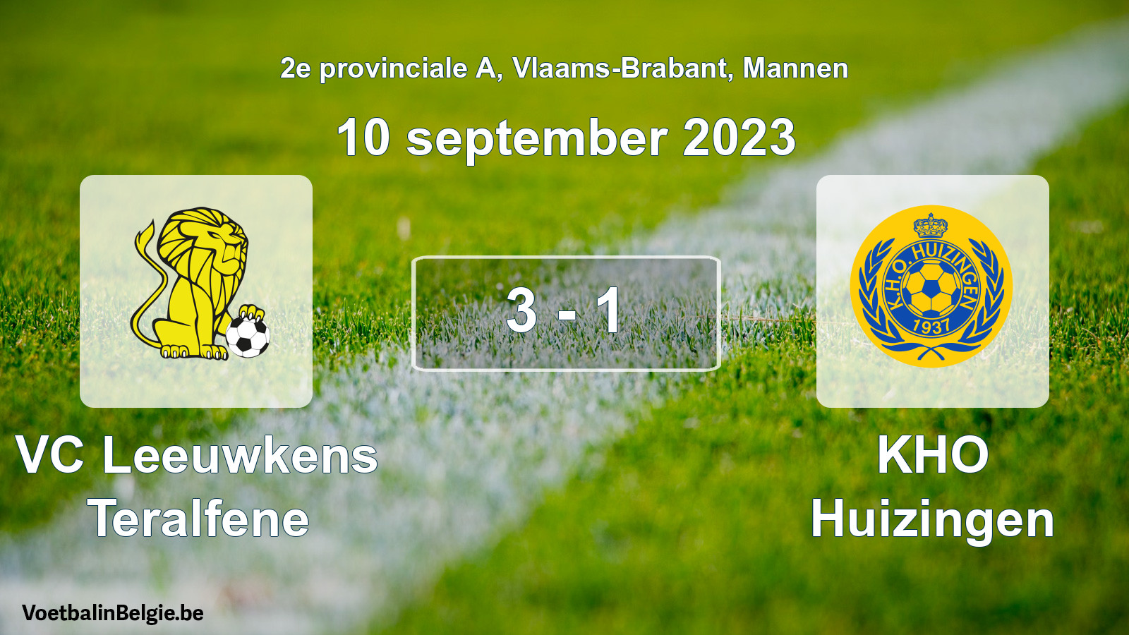 Gespeelde wedstrijd mannenvoetbal: VC Leeuwkens Teralfene - KHO Huizingen 3 - 1 (10 september 2023)