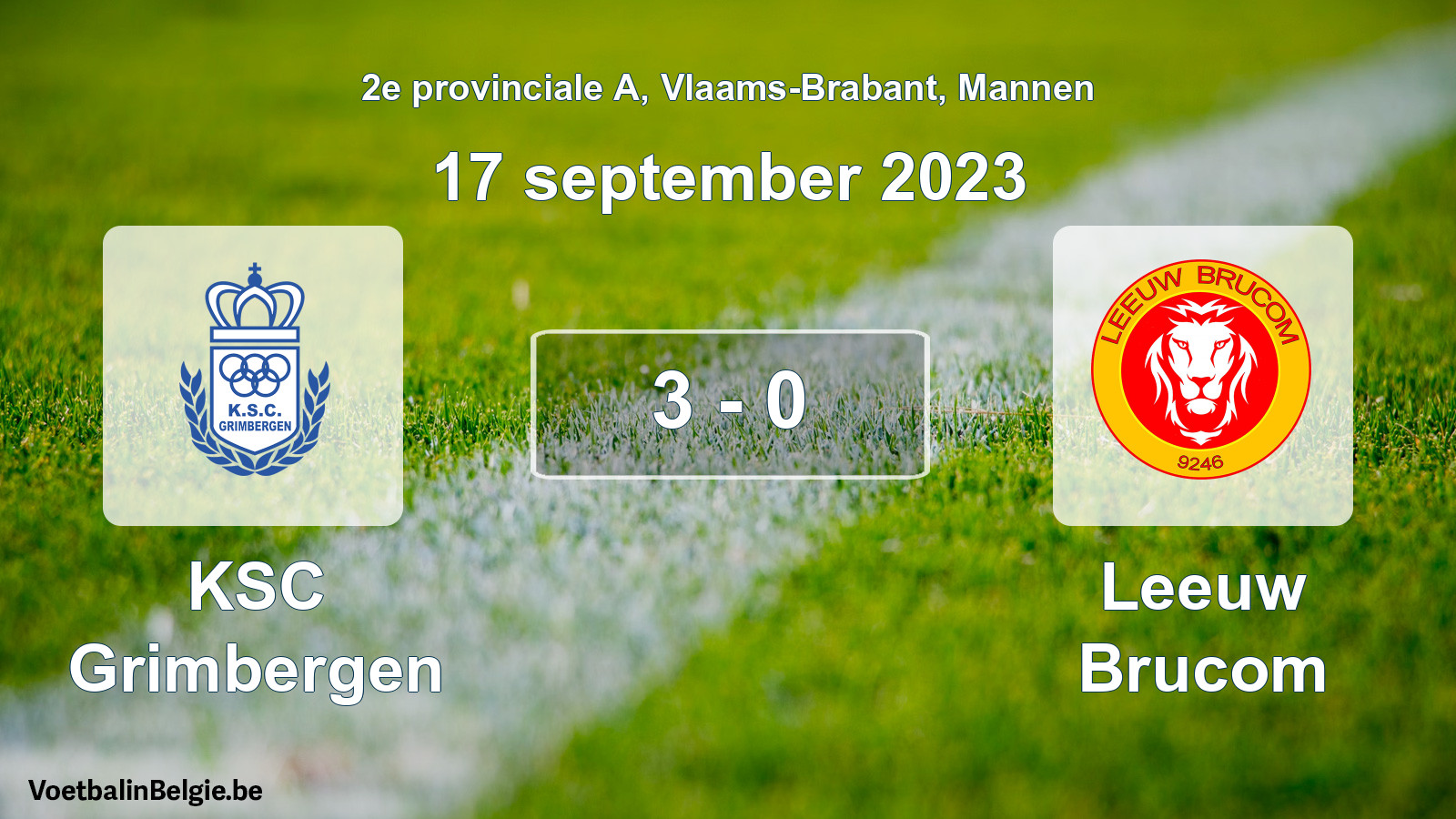 Gespeelde wedstrijd mannenvoetbal: KSC Grimbergen - Leeuw Brucom 3 - 0 (17 september 2023)