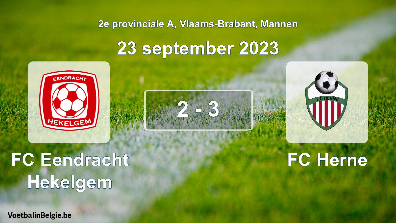 Gespeelde wedstrijd mannenvoetbal: FC Eendracht Hekelgem - FC Herne 2 - 3 (23 september 2023)