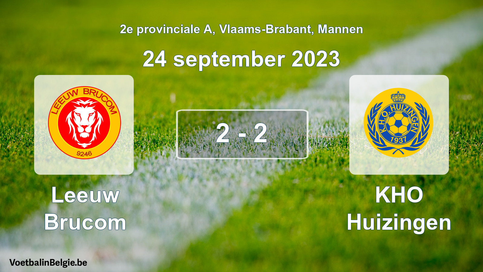 Gespeelde wedstrijd mannenvoetbal: Leeuw Brucom - KHO Huizingen 2 - 2 (24 september 2023)
