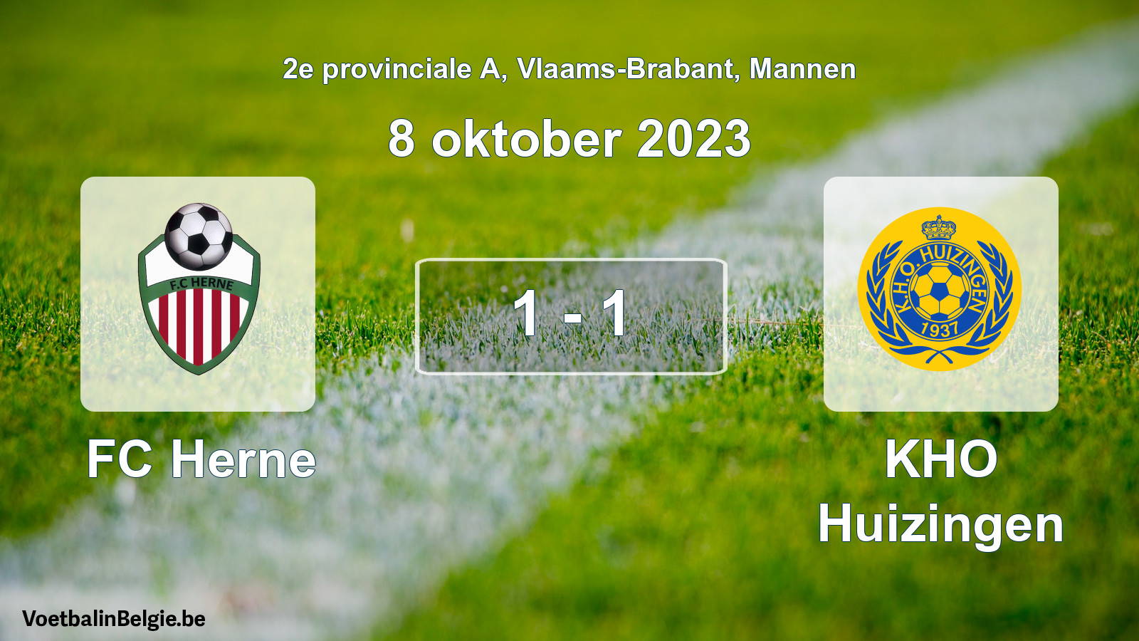 Gespeelde wedstrijd mannenvoetbal: FC Herne - KHO Huizingen 1 - 1 (8 oktober 2023)