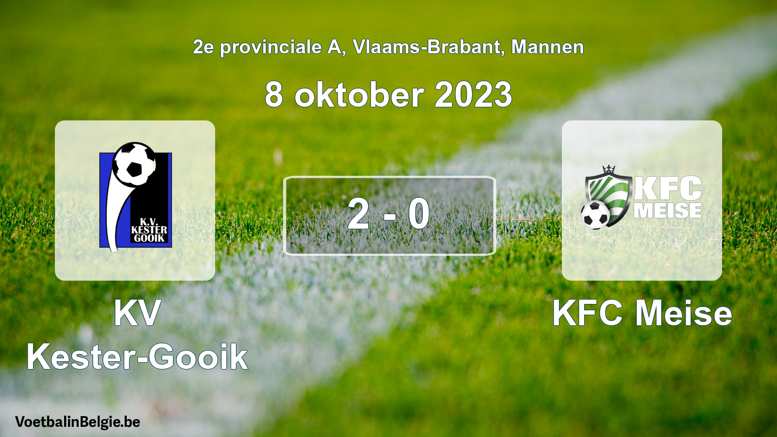 Gespeelde wedstrijd mannenvoetbal: KV Kester-Gooik - KFC Meise 2 - 0 (8 oktober 2023)