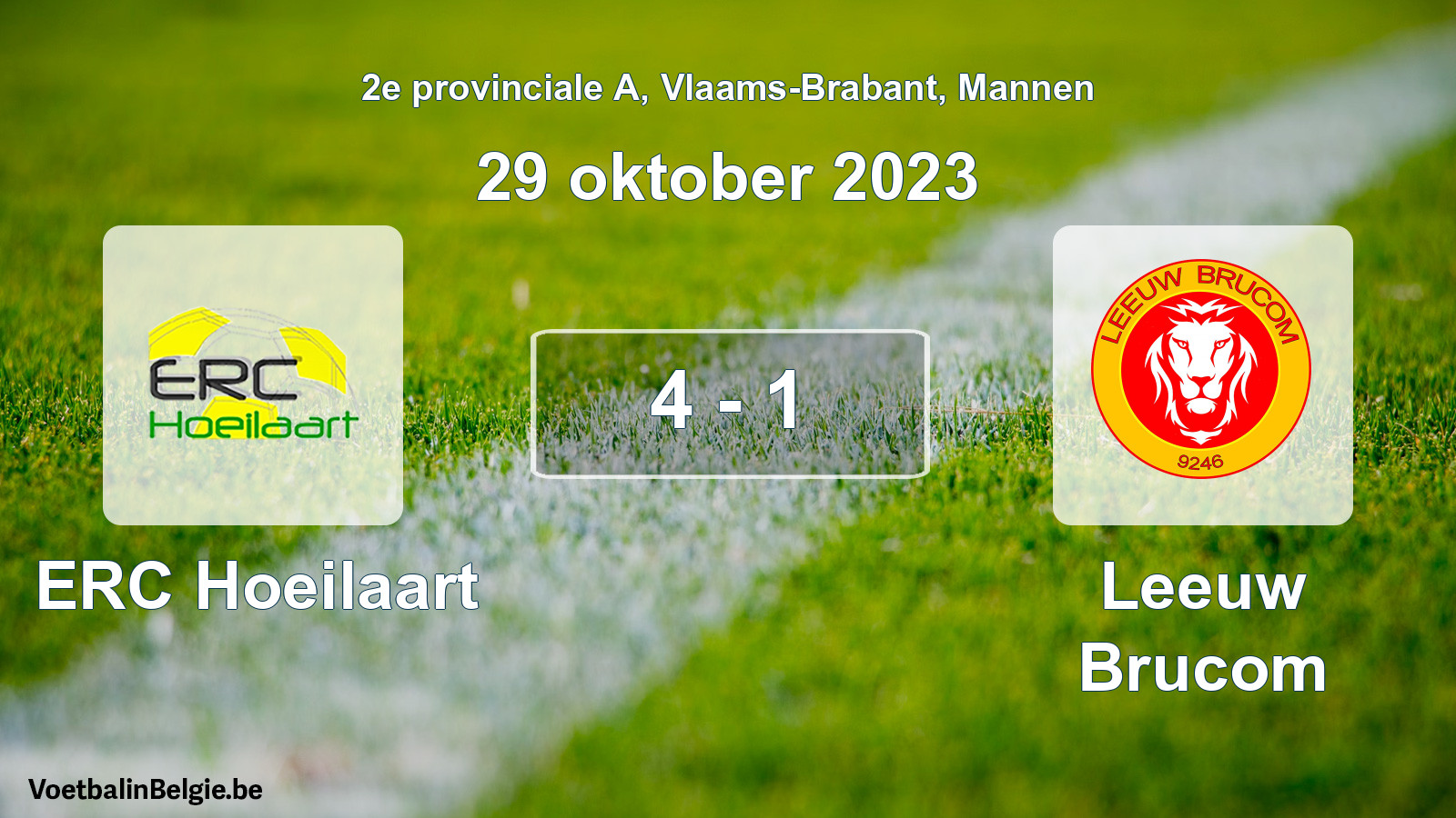 Gespeelde wedstrijd mannenvoetbal: ERC Hoeilaart - Leeuw Brucom 4 - 1 (29 oktober 2023)