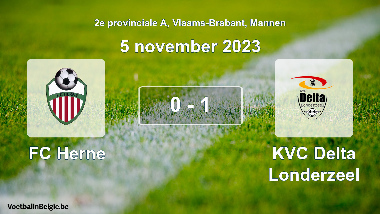 Gespeelde wedstrijd mannenvoetbal: FC Herne - KVC Delta Londerzeel 0 - 1 (5 november 2023)