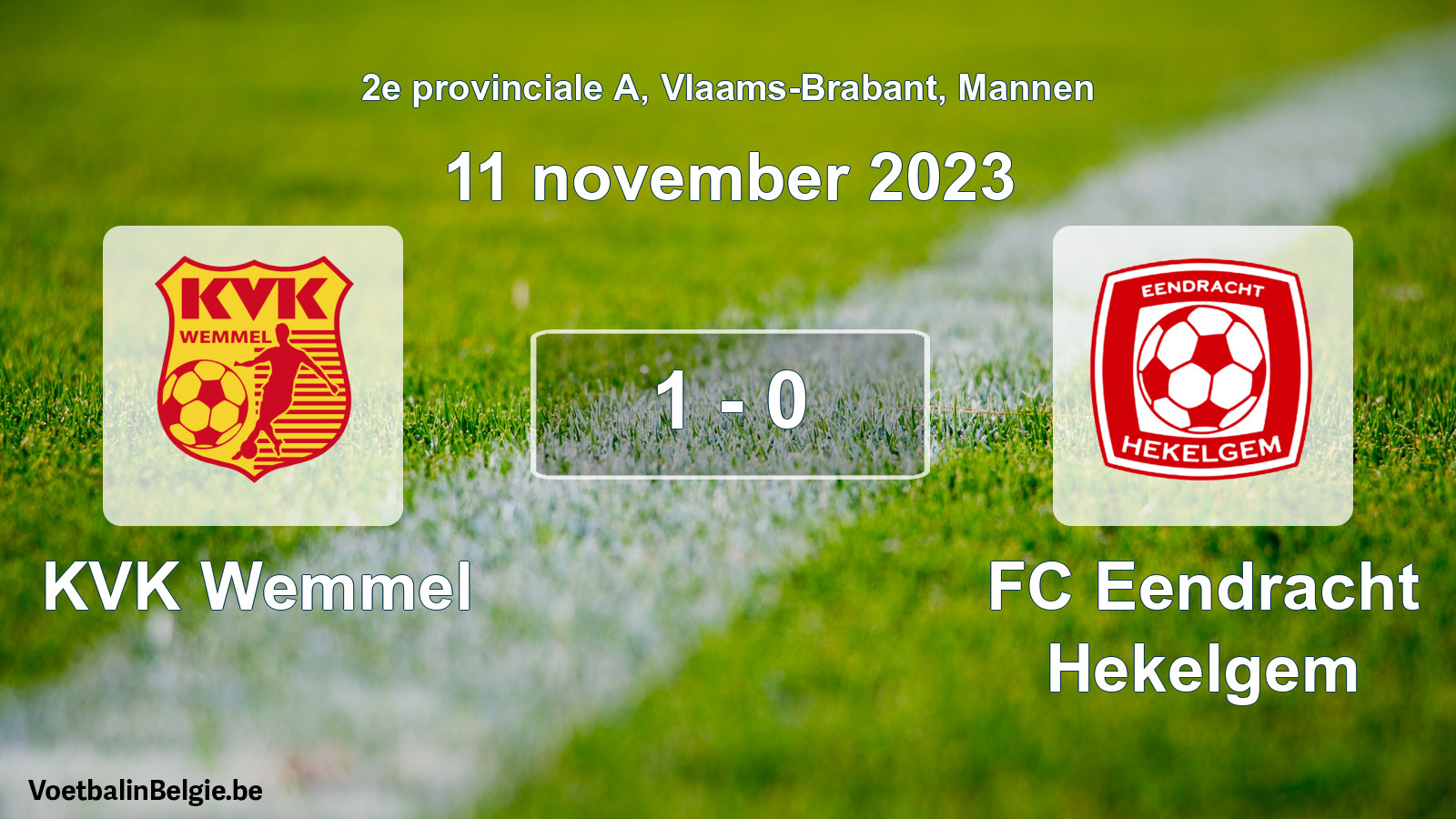 Gespeelde wedstrijd mannenvoetbal: KVK Wemmel - FC Eendracht Hekelgem 1 - 0 (11 november 2023)