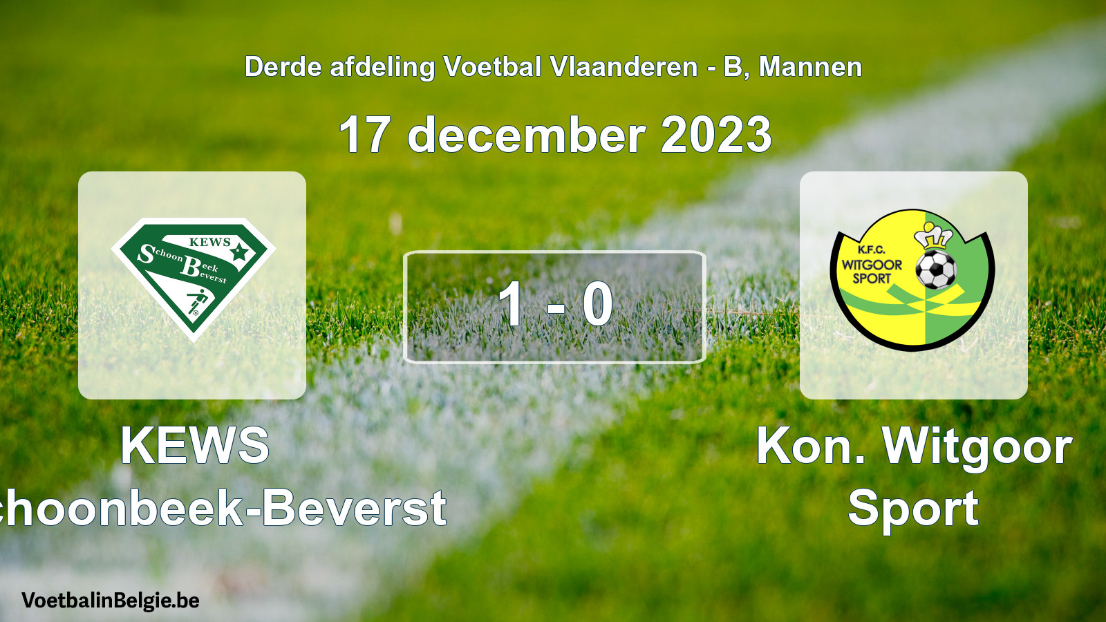 Gespeelde wedstrijd mannenvoetbal: KEWS Schoonbeek-Beverst - Kon. Witgoor Sport 1 - 0 (17 december 2023)