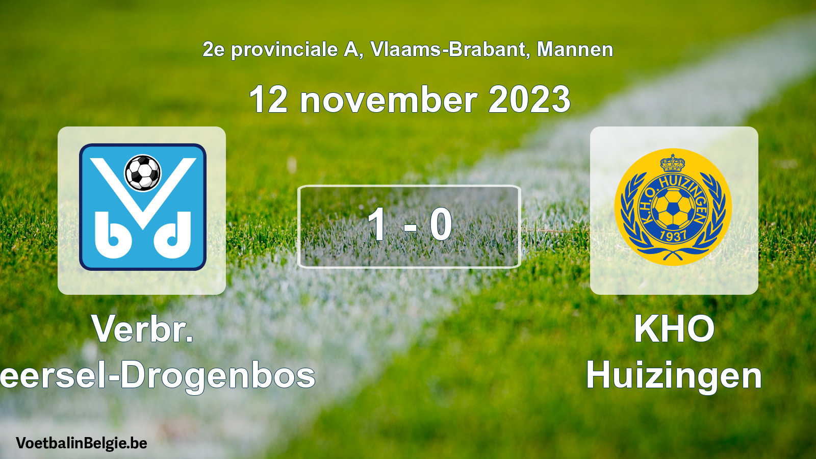 Gespeelde wedstrijd mannenvoetbal: Verbr. Beersel-Drogenbos - KHO Huizingen 1 - 0 (12 november 2023)