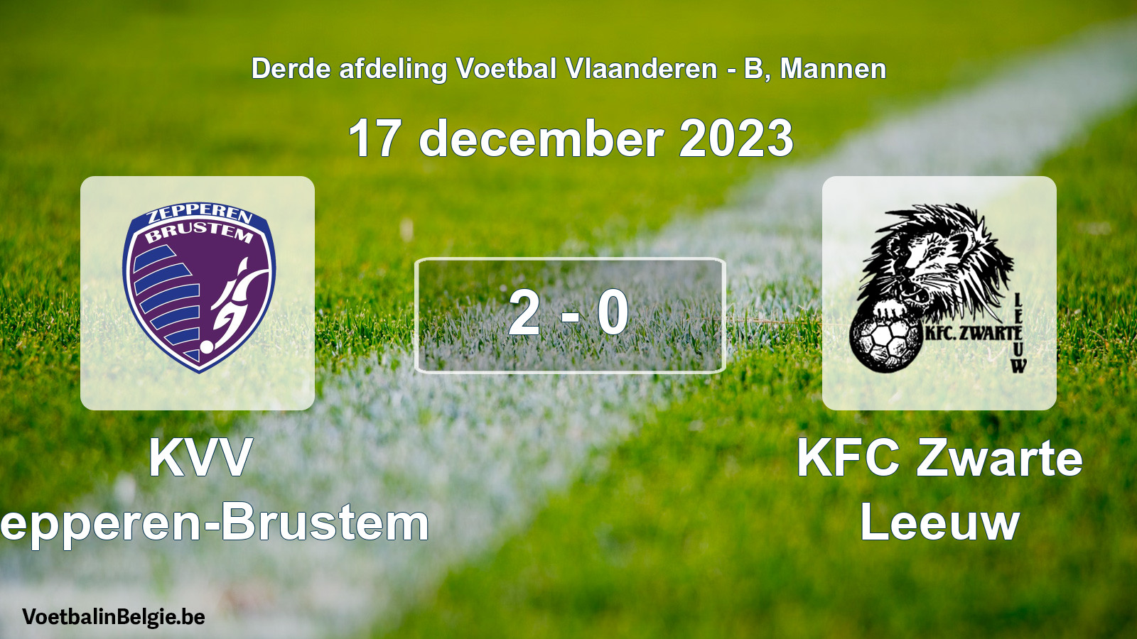 Gespeelde wedstrijd mannenvoetbal: KVV Zepperen-Brustem - KFC Zwarte Leeuw 2 - 0 (17 december 2023)