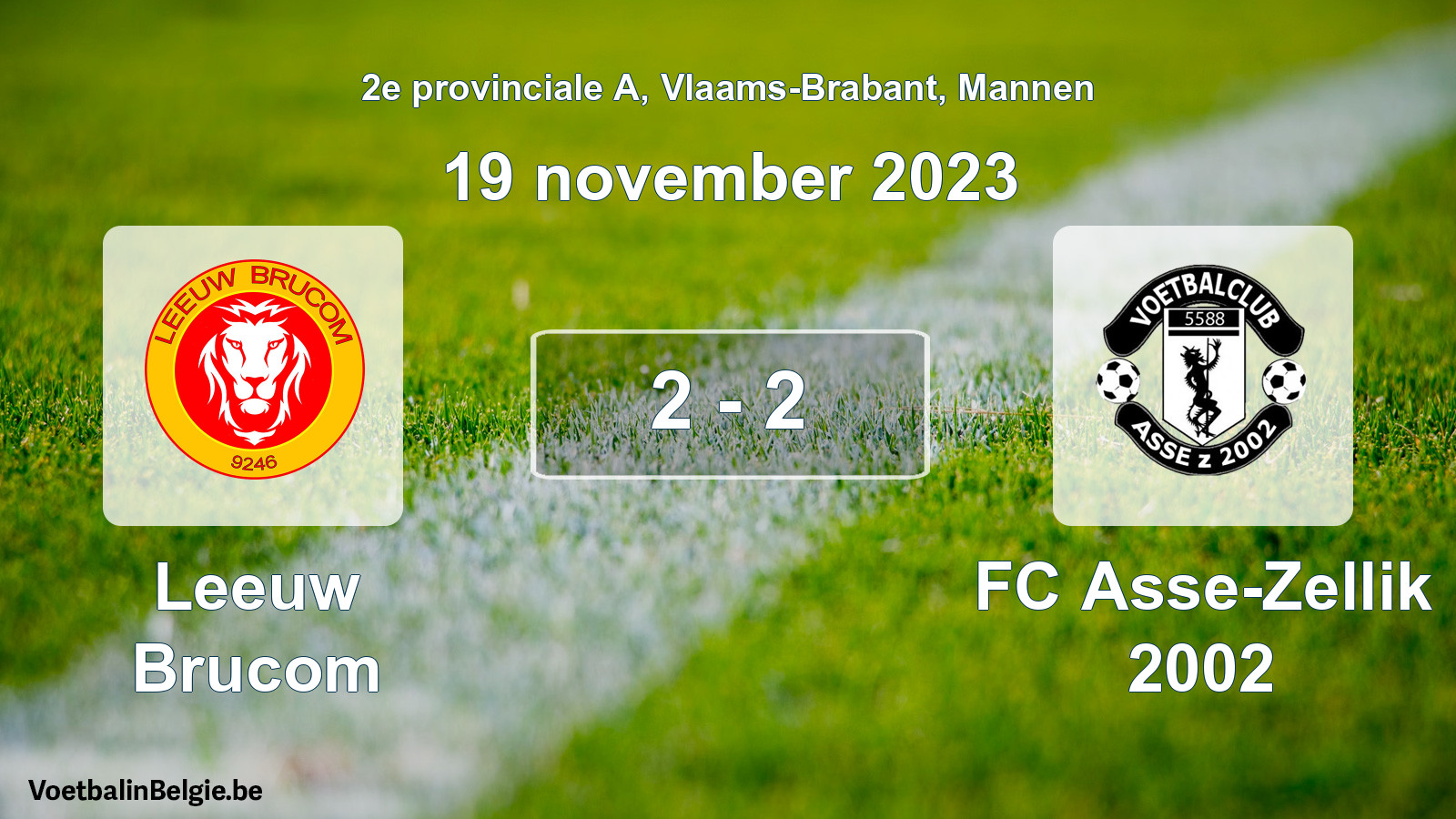 Gespeelde wedstrijd mannenvoetbal: Leeuw Brucom - FC Asse-Zellik 2002 2 - 2 (19 november 2023)