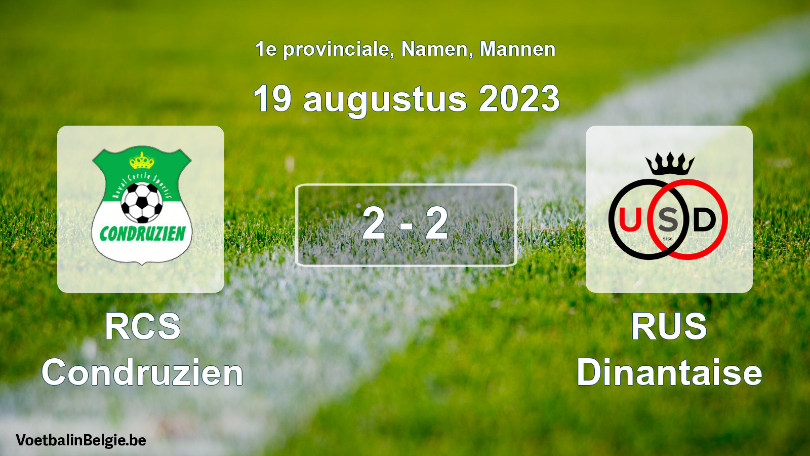 Gespeelde wedstrijd mannenvoetbal: RCS Condruzien - RUS Dinantaise 2 - 2 (19 augustus 2023)
