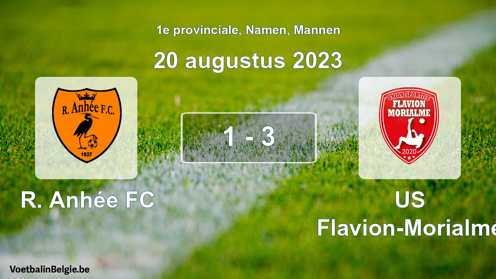 Gespeelde wedstrijd mannenvoetbal: R. Anhée FC - US Flavion-Morialmé 1 - 3 (20 augustus 2023)