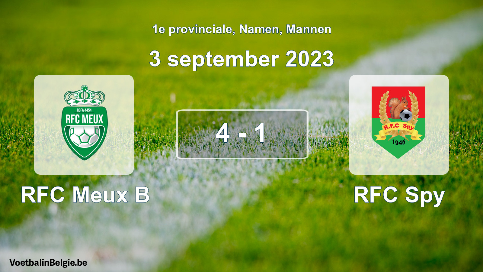 Gespeelde wedstrijd mannenvoetbal: RFC Meux B - RFC Spy 4 - 1 (3 september 2023)