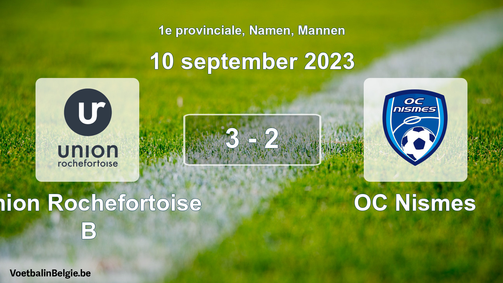 Gespeelde wedstrijd mannenvoetbal: Union Rochefortoise B - OC Nismes 3 - 2 (10 september 2023)