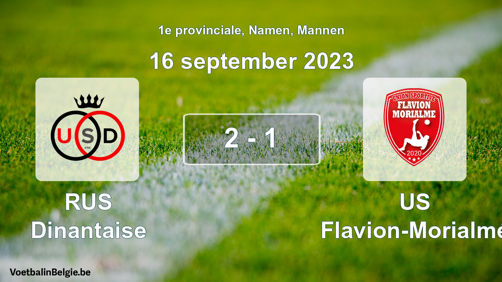 Gespeelde wedstrijd mannenvoetbal: RUS Dinantaise - US Flavion-Morialmé 2 - 1 (16 september 2023)